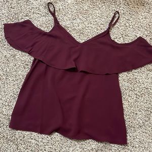Burgundy Cold Shoulder Blouse